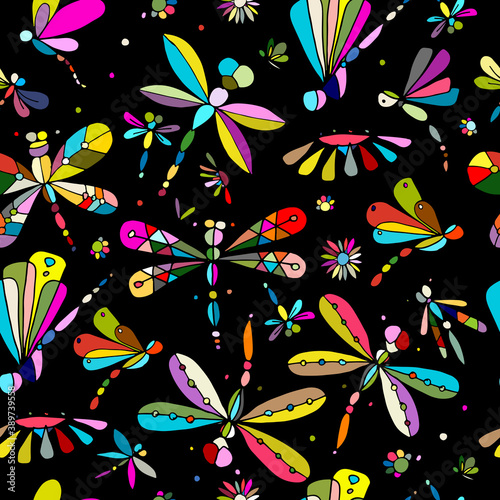 Dragonflies, seamless pattern for your design