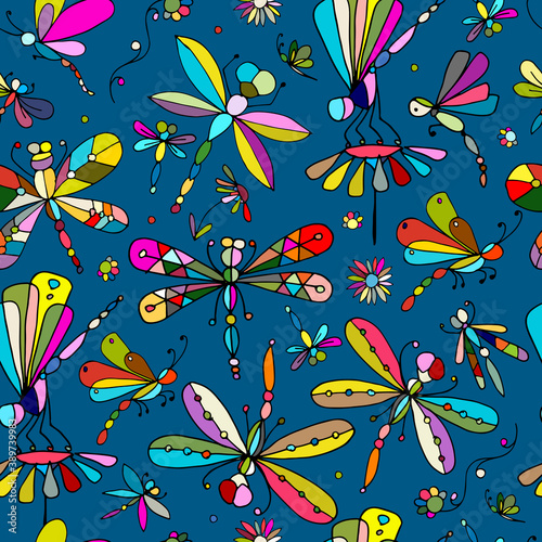 Dragonflies, seamless pattern for your design
