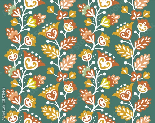 Seamless vector pattern with tatar ornament. Eastern stylish abstract background. Colorful flat oriental texture for wrapping