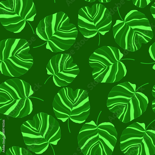 Creative seamless pattern with tropical leaves. Trendy pattern with hand drawn exotic plants. Swimwear botanical design. Jungle exotic summer print. 