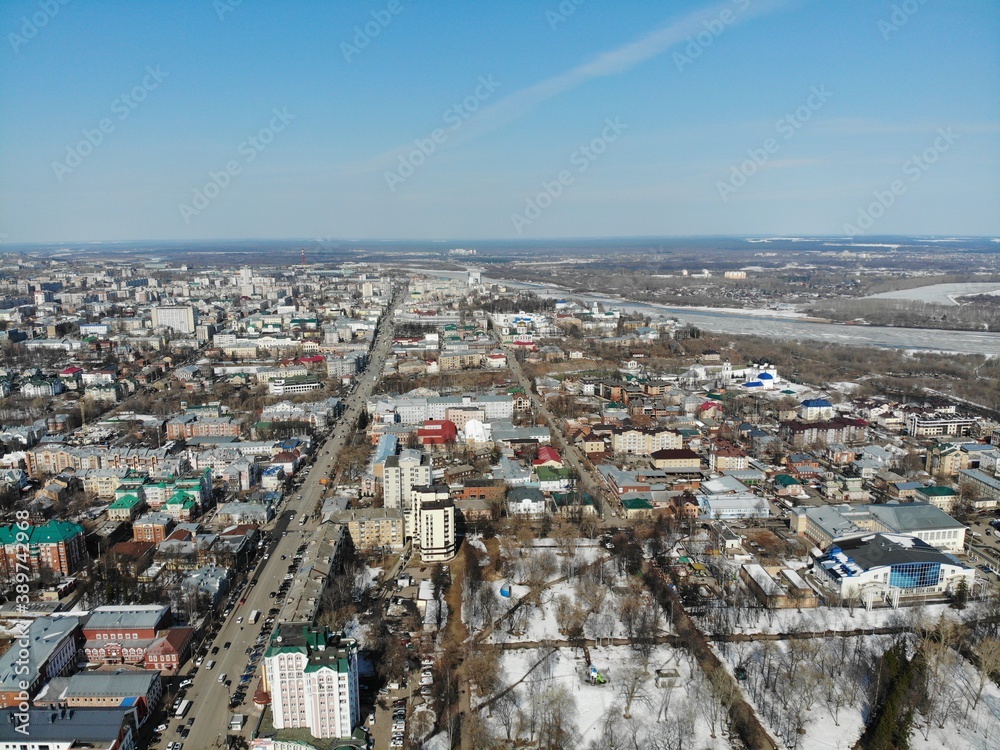 Aerial view of Krov in spring (Russia)