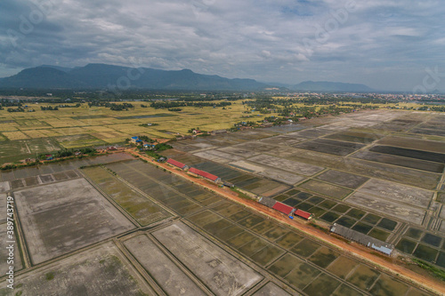 Krong Kampot Salt Fields in Cambodia Asia Aerial Drone Photo