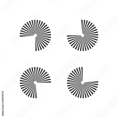 Set rays  beams element  the shape of the starburst on white. Radiant  radial  merging lines. Abstract circular geometric shape  stock vector