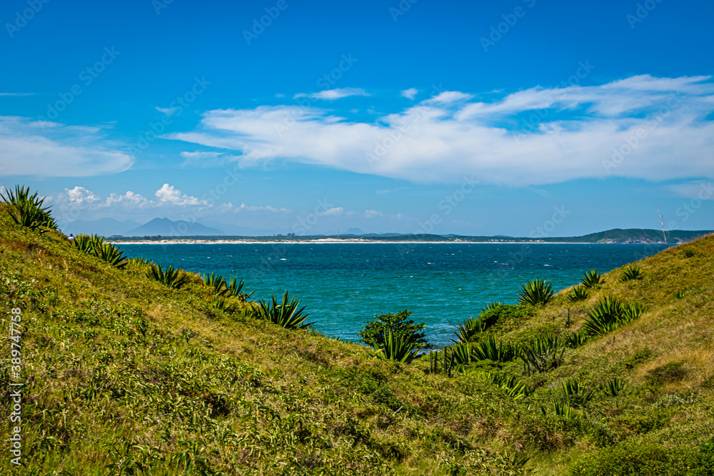 Beach in sunny summer day