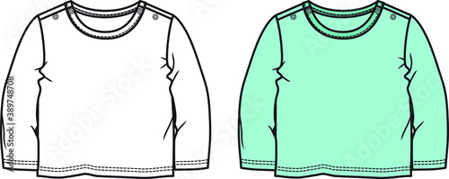 T shirt design for baby girls. Fashion flat illustration