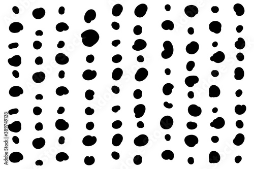 Seamless pattern with black dots background. Hand drawn vector abstract texture