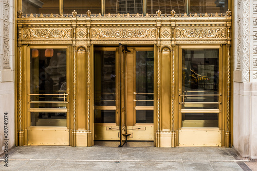 Brass doors on a building in Chicago Illinois.