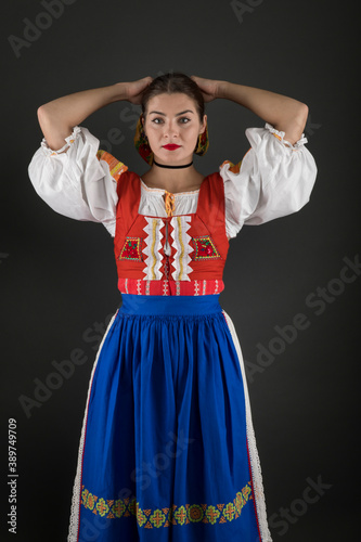 beautiful girl in slovak folk dress