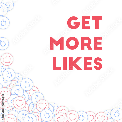 Social media icons. Get more likes concept. Fallin