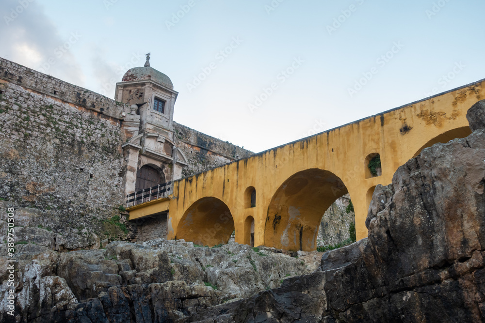Peniche Fortress with beautiful historic bridge, in Portugal