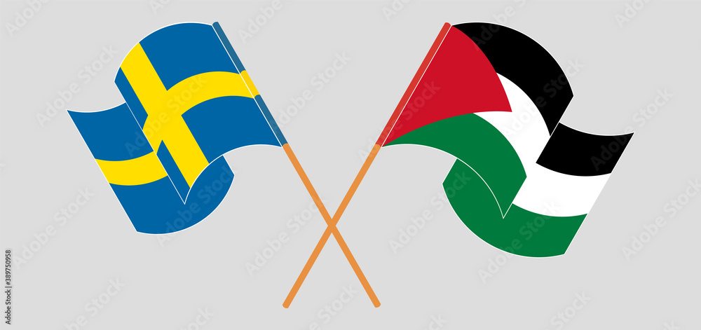 Crossed and waving flags of Palestine and Sweden Stock Vector | Adobe Stock