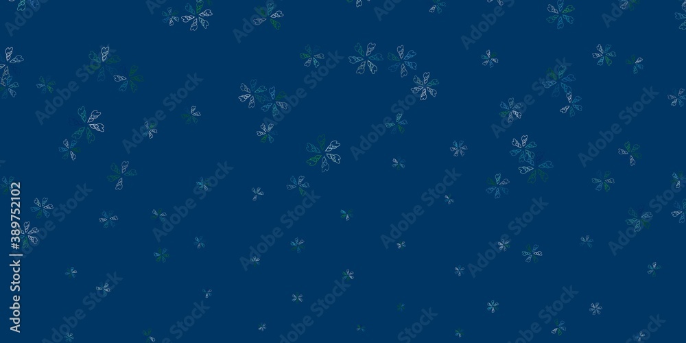Fototapeta Light blue, green vector abstract pattern with leaves.