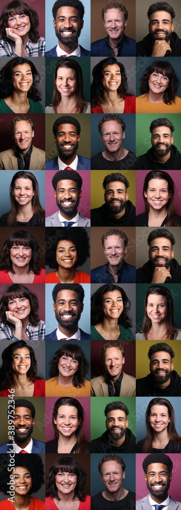 Obraz premium Group of people in front of a colored background