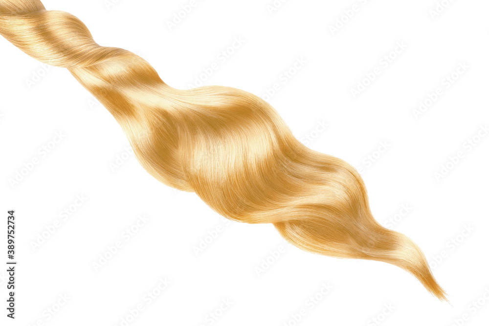 Blond shiny hair on white background, isolated Blond shiny hair on white background, isolated