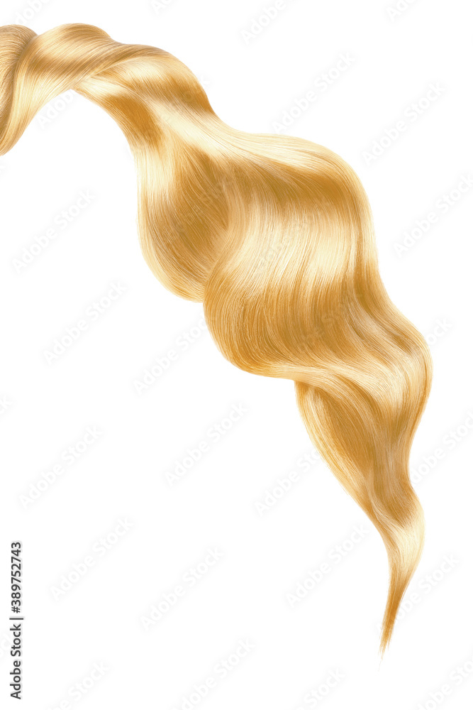 Blond shiny hair on white background, isolated Blond shiny hair on white background, isolated