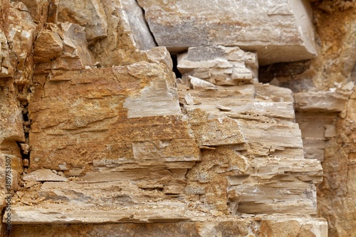 Solnhofen plattenkalk, a thin bedded limestone of Jurassic age, in a quarry.