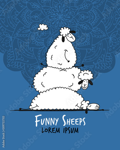 Funny sheeps, sketch for your design