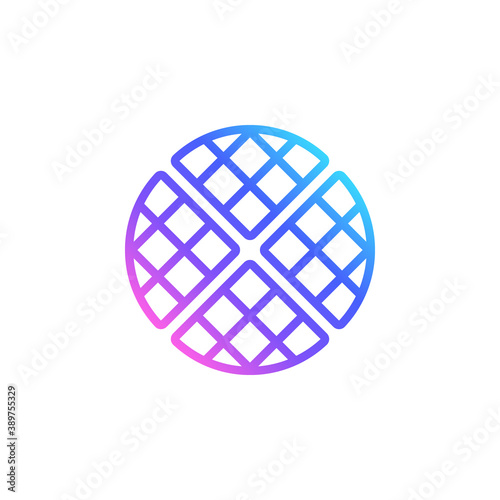 Belgian waffle vector icon in bright color gradient. Outlined waffle isolated on white background. Line art