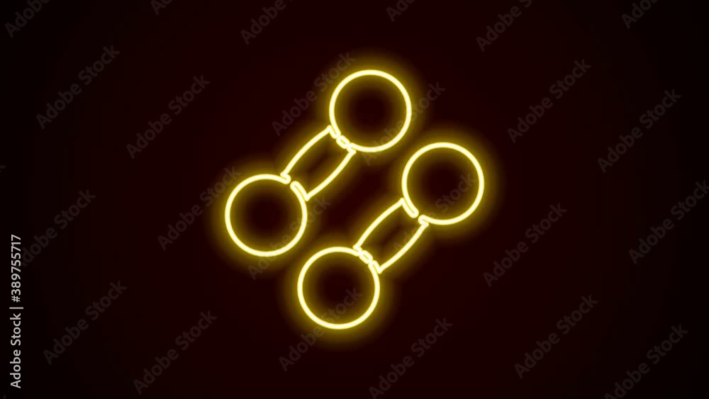 Glowing neon line Dumbbell icon isolated on black background. Muscle lifting icon, fitness barbell, gym, sports equipment, exercise bumbbell. 4K Video motion graphic animation Glowing neon line Dumbbell icon isolated on black background. Muscle lifting icon, fitness barbell, gym, sports equipment, exercise bumbbell. 4K Video motion graphic animation