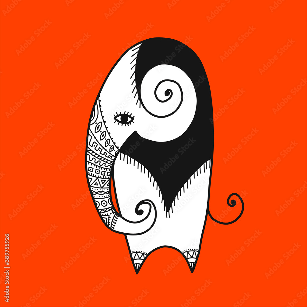 Obraz premium Ornate elephant, sketch for your design