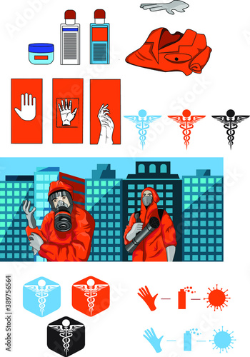gloves respirator mask vector image