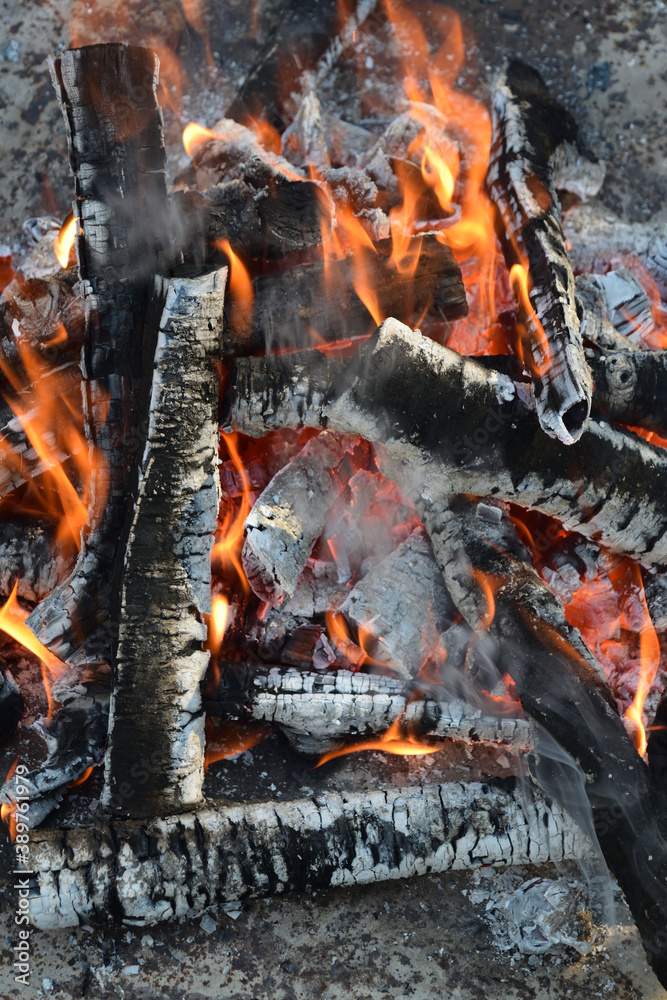 Fototapeta premium red-hot coals in the fire