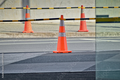 AUCKLAND, NEW ZEALAND - Apr 25, 2019: Road cones at Panmure station photo