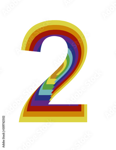 lines with the colors of the rainbow forming the number 2