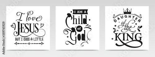 Faith quotes letter typography set illustration.