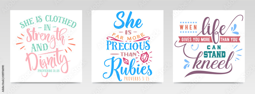Faith quotes letter typography set illustration. Faith quotes letter typography set illustration.