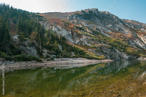 Scenic lake along the St Marys Glacier trail in Colorado  during autumn
