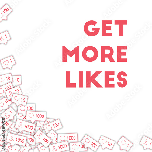 Social media icons. Get more likes concept. Fallin