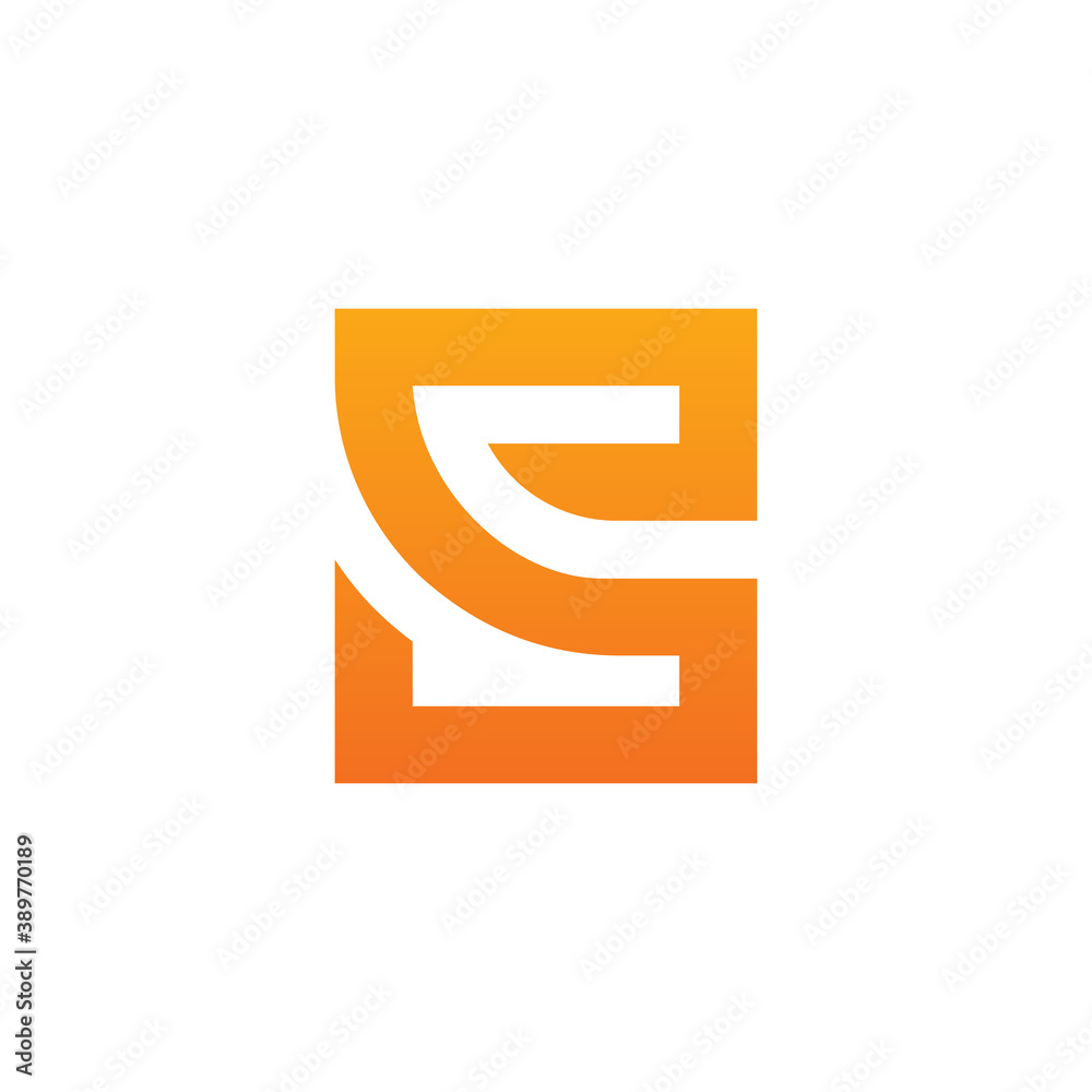 Initial letter S or C logo design template, linear style monogram, bold logotype illustration, square shape typography Initial letter S or C logo design template, linear style monogram, bold logotype illustration, square shape typography