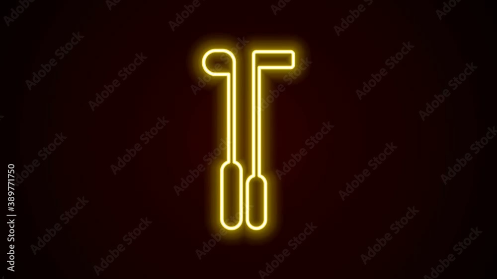 Glowing neon line Golf club icon isolated on black background. 4K Video motion graphic animation Glowing neon line Golf club icon isolated on black background. 4K Video motion graphic animation