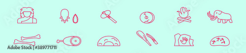 set of prehistoric cartoon icon design template with various models. vector illustration isolated on blue background