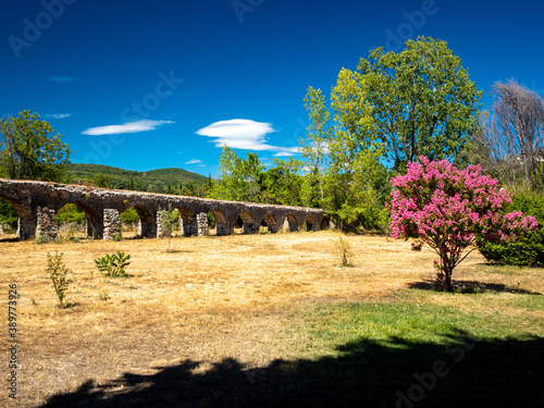roman aqueduct in Provence in summer