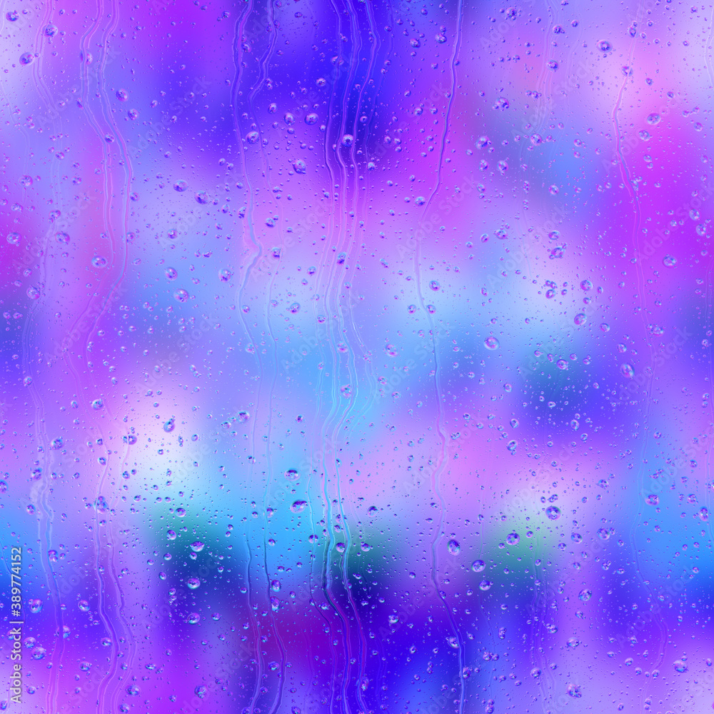 Seamless rain drop water repeat pattern on blur. High quality illustration. Realistic digital render of water droplets and drips on a blurred out pattern background. Pure water with light refraction. Seamless rain drop water repeat pattern on blur. High quality illustration. Realistic digital render of water droplets and drips on a blurred out pattern background. Pure water with light refraction.