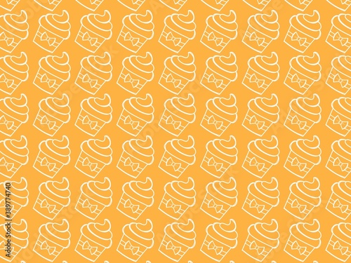 White Outlined Cupcakes Background