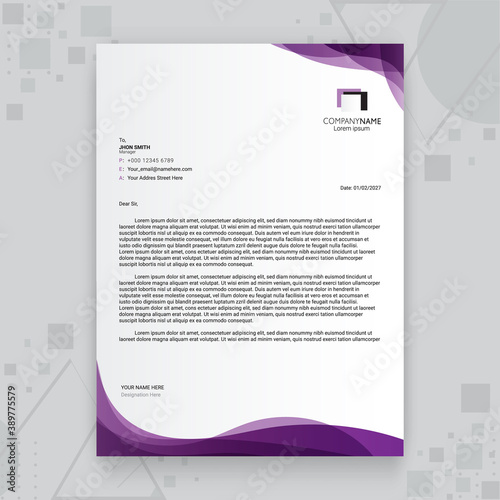 Purple Creative Business Letterhead Template Design