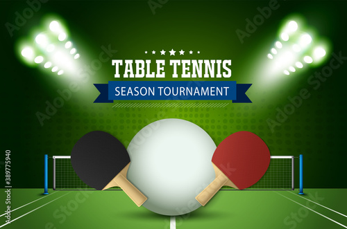 Ping Pong or table Tennis tournament. poster or banner vector template design EPS10.