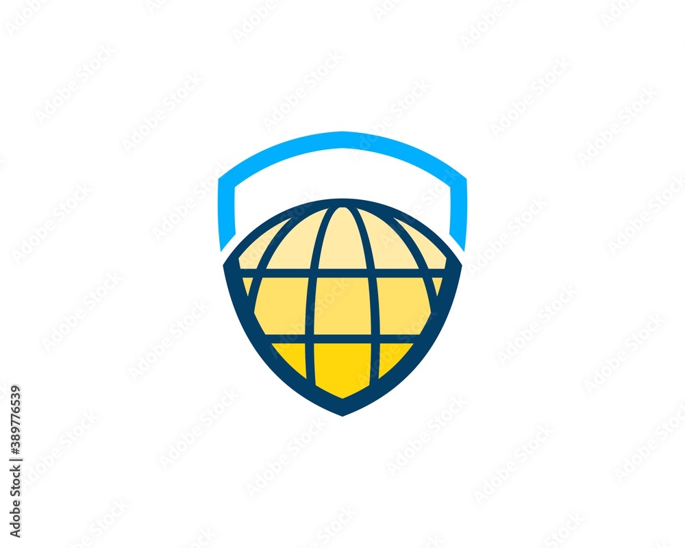 Protection shield with abstract globe inside Protection shield with abstract globe inside