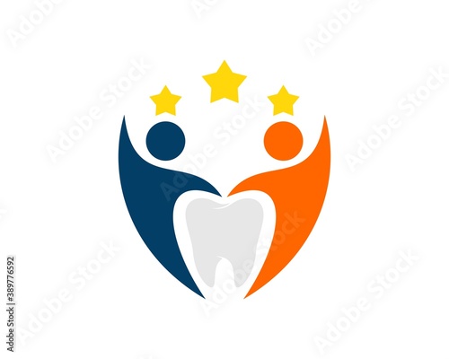 Happy people with tooth and star