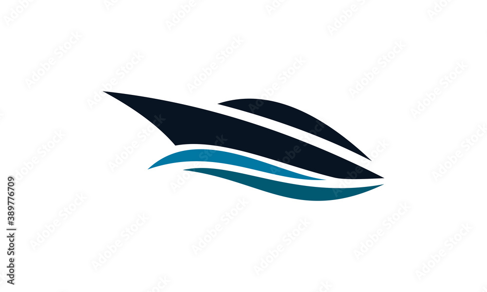 jetboat ship vector logo