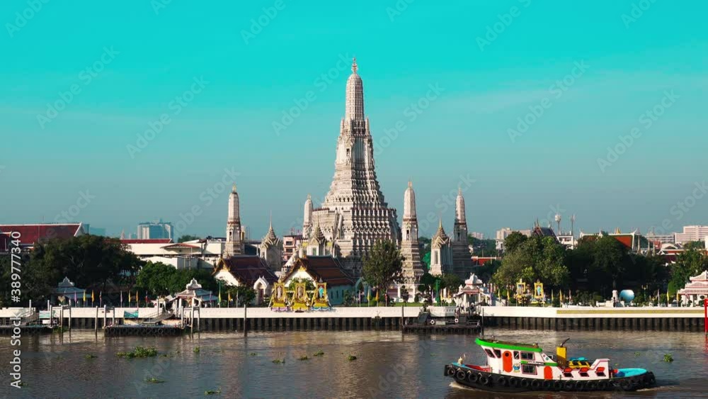 Wat Arun Temple with Chao Phraya river in Bangkok, Thailand Wat Arun Temple with Chao Phraya river in Bangkok, Thailand