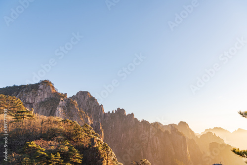 Sunset landscape of Xihai Grand Canyon in winter in Huangshan Scenic Area, China photo