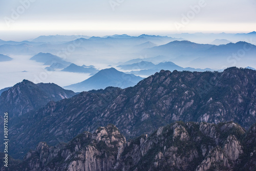 Fototapeta Naklejka Na Ścianę i Meble -  The sea of clouds in the winter morning in the North Seascape of Huangshan Mountain, Anhui, China