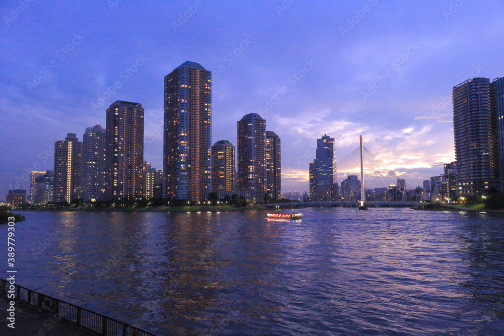 Fototapeta premium 大川端リバーシティ夕景