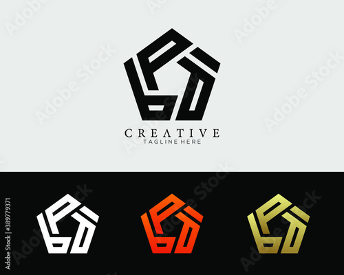 Letter P modern geometry pentagon design logo template