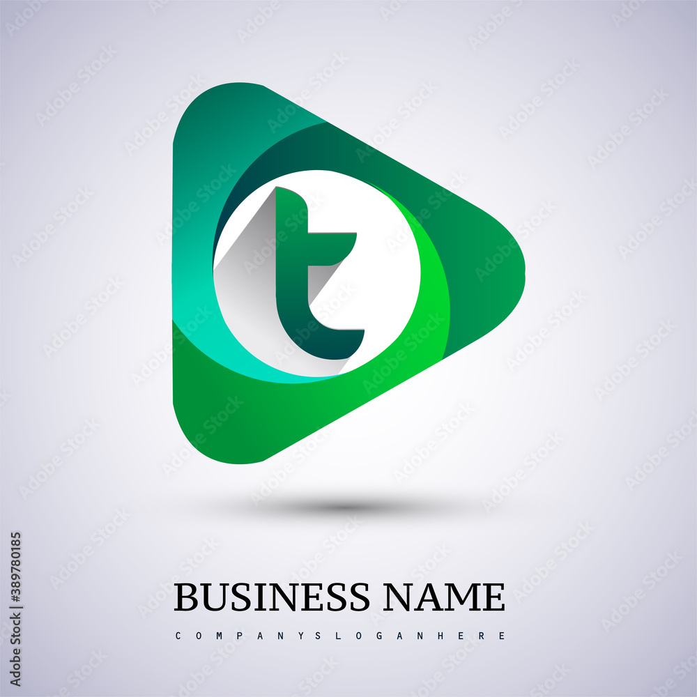 Logo T letter, green colored in the triangle shape, Vector design template elements for your Business or company identity. Logo T letter, green colored in the triangle shape, Vector design template elements for your Business or company identity.