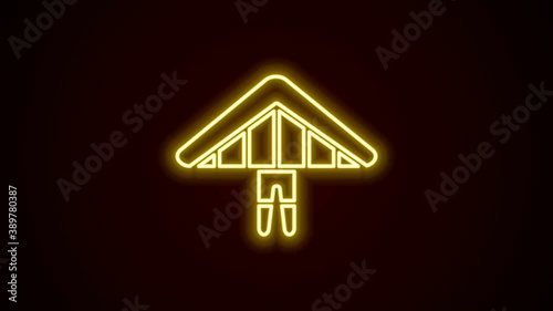 Wallpaper Mural Glowing neon line Hang glider icon isolated on black background. Extreme sport. 4K Video motion graphic animation Torontodigital.ca